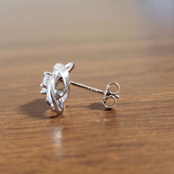 NEW 925 CZ Sterling Silver Love Knot Earrings - Picture 3 of 6